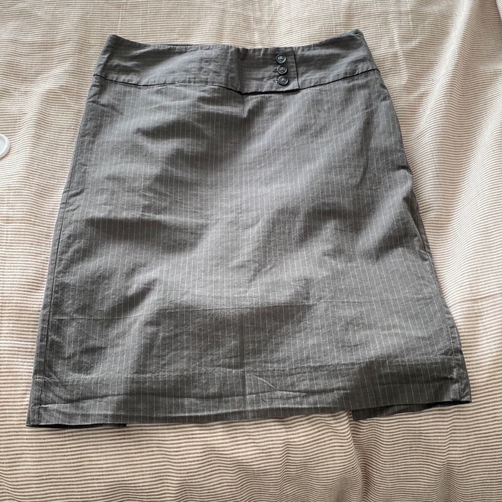 Grey and white pinstripe pencil skirt